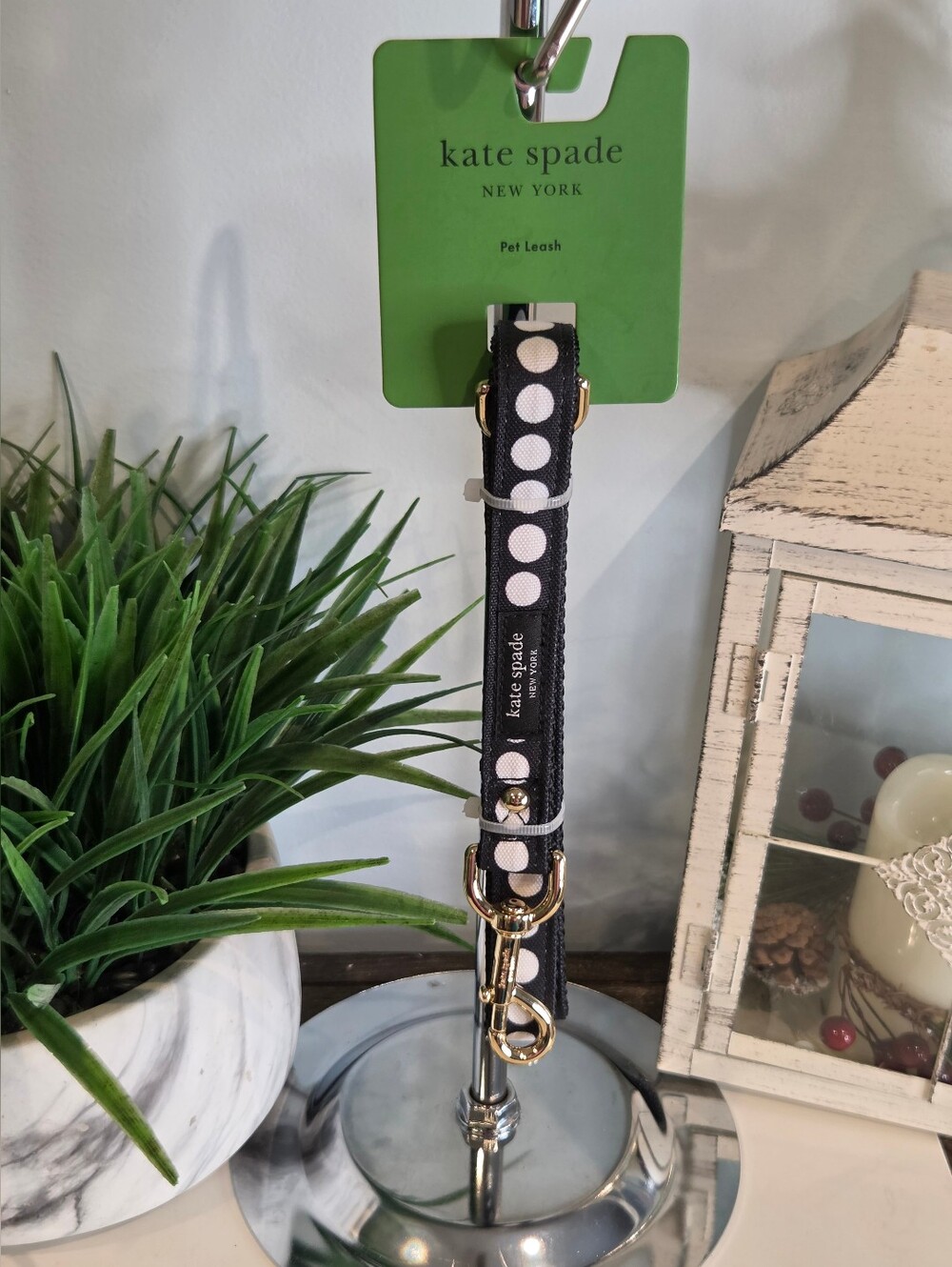 Kate Spade Black and White Polka Dot Pet Leash